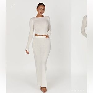 Meshki Knit Maxi Skirt - White